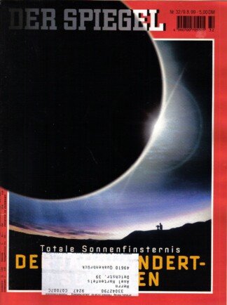 Der Spiegel. 09.08.1999,  53. Jahrgang. Nr. 32. Das deutsche Nachrichten-Magazin. Titelgeschichte: Totale Sonnenfinsternis - Der Jahrhundert-Schatten.
