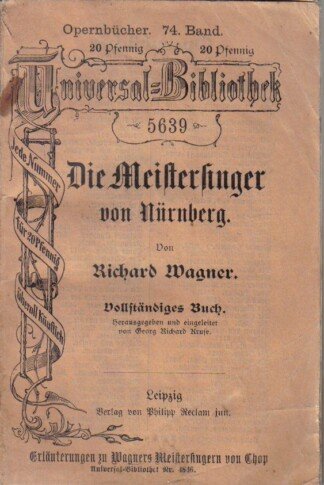 Reclams Universal Bibliothek 5639: Die Meistersinger von Nürnberg