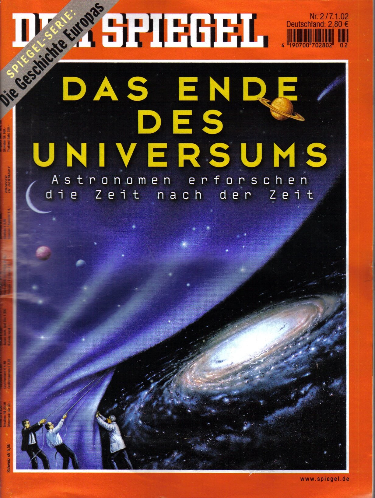 Der Spiegel. 07.01.2002, 56. Jahrgang. Nr. 2. Das deutsche Nachrichten-Magazin. Titelgeschichte: Das Ende des Universums - Astronomen erforschen die Zeit nach der Zeit