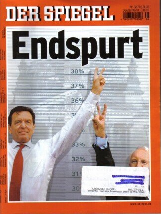 Der Spiegel. 16.09.2002, 56. Jahrgang. Nr. 38. Das deutsche Nachrichten-Magazin. Titelgeschichte: Endspurt