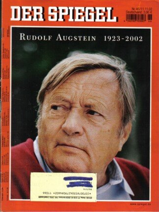 Der Spiegel. 11.11.2002, 56. Jahrgang. Nr. 46.  Das deutsche Nachrichten-Magazin. Titelgeschichte: Rudolf Augstein 1923 - 2002.