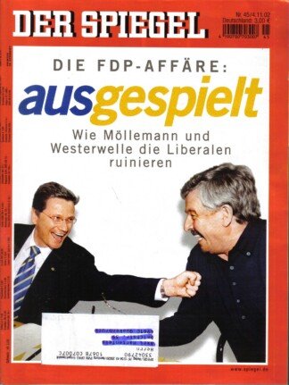 Der Spiegel. 4.11.2002, 56. Jahrgang. Nr. 45. Das deutsche Nachrichten-Magazin. Titelgeschichte: Die FDP-Affäre