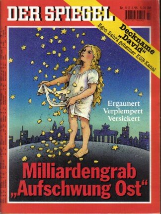 Der Spiegel. 13.02.1995, 49. Jahrgang. Nr. 7. Das deutsche Nachrichten-Magazin. Titelgeschichte: Milliardengrab "Aufschwung Ost" - Ergaunert. Verplempert, Versickert; Deckname "David" - Egon Bahrs geheimer KGB-Kanal.
