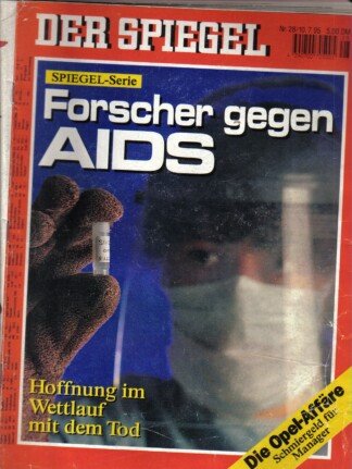 Der Spiegel. 10.07.1995, 49. Jahrgang. Nr. 28. Das deutsche Nachrichten-Magazin. Titelgeschichte: Spiegel-Serie - Forscher gegen AIDS - Hoffnung im Wettlauf mit dem Tod; Die Opel-Affäre - Schmiergeld für Manager.