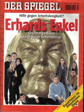 Der Spiegel. 13.01.1997,  51. Jahrgang. Nr. 3. Das deutsche Nachrichten-Magazin. Titelgeschichte: Erhards Enkel - Hilfe gegen Arbeitslosigkeit? - Gründungs-Boom durch junge Unternehmer; Geheime Regierungs-Studie: Krankfeiern im Öffentlichen Dienst.