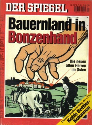 Der Spiegel. 12.06.1995, 49. Jahrgang. Nr. 24. Das deutsche Nachrichten-Magazin. Titelgeschichte: Bauernland in Bonzenhand - Die neuen alten Herren im Osten; Dubiose Geldbeschaffung der CDU - Kohls Bettler-Kolonnen.