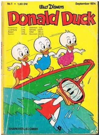 LTB Donald Duck Heft Nr. 001 1 Klein-Adlerauge von 1974 mit 1,80 DM Lustiges Taschenbuch Walt Disney Ehapa