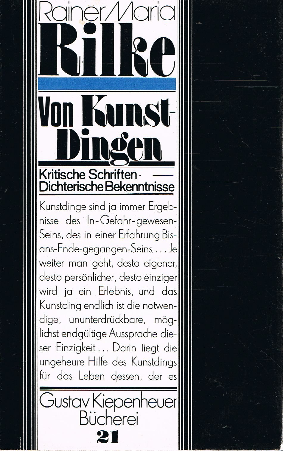 Von Kunst-Dingen - Kritische Schriften - Dichterische Bekenntnisse (Kunstdingen) - aus der Reihe: Gustav Kiepenheuer Bücherei - Band: 21