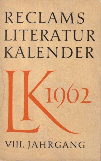 Reclams Literaturkalender 1962