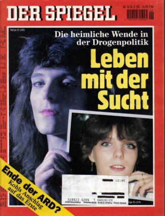 Der Spiegel. 06.02.1995, 49. Jahrgang. Nr. 6. Das deutsche Nachrichten-Magazin. Titelgeschichte: Die heimliche Wende in der Drogenpolitik - Leben mit der Sucht; Ende der ARD? - Kohls Anschlag auf das Erste.