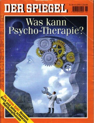 Der Spiegel. 04.09.2000,  54. Jahrgang. Nr. 36. Das deutsche Nachrichten-Magazin. Titelgeschichte: Was kann Psycho-Therapie?; Der kleine Kohl: Hessens Koch und seine schwarzen Wahlkampfkassen.