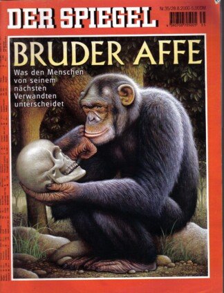 Der Spiegel. 28.08.2000,  54. Jahrgang. Nr. 35. Das deutsche Nachrichten-Magazin. Titelgeschichte: Bruder Affe - Was den Menschen von seinem nächsten Verwandten unterscheidet.