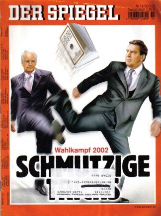 Der Spiegel. 30.03.2002, 56. Jahrgang. Nr. 14. Das deutsche Nachrichten-Magazin. Titelgeschichte: Wahlkampf 2002 - Schmutzige Tricks.