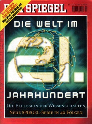 Der Spiegel. 03.04.2000,  54. Jahrgang. Nr. 14. Das deutsche Nachrichten-Magazin. Titelgeschichte: Die Welt im 21. Jahrhundert - Explosion der Wissenschaften - Neue Spiegel-Serie in 40 Folgen; Die geheimen Stasi-Protokolle: Was West-Politiker am Telefon p